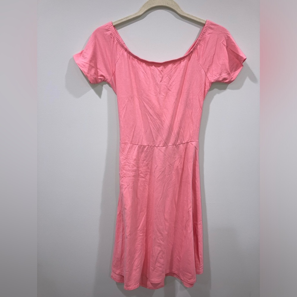 Heart & Hips Neon Pink Fit and Flare Dress with Crisscross Back Large